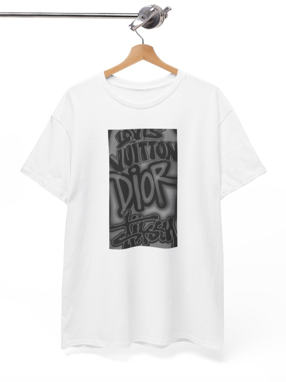 Gildan White Short Sleeve Tee with Black Graphic Panel